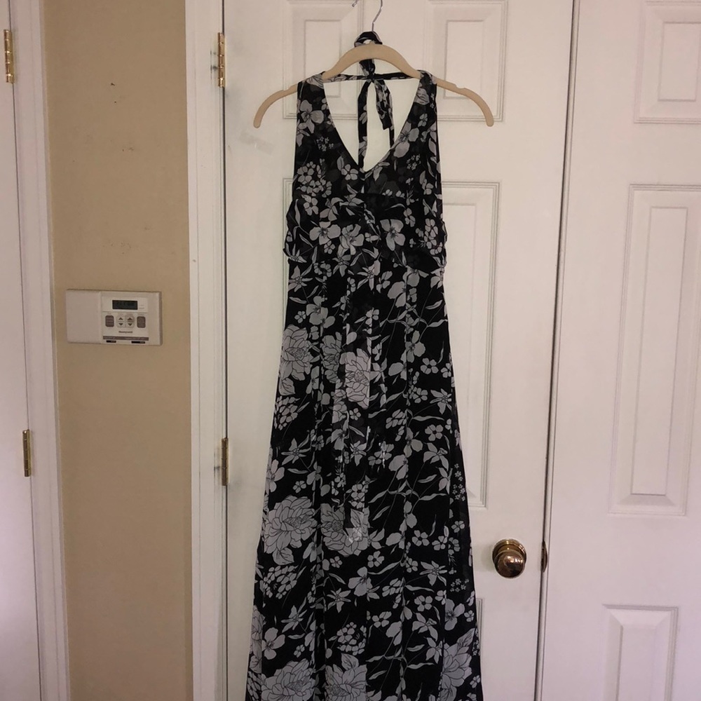 Long flowing floral black dress